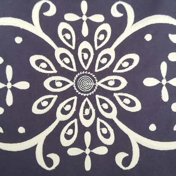 Ann Taylor Midnight Blue Pencil Skirt With White Embroidery - Picture 8 of 8